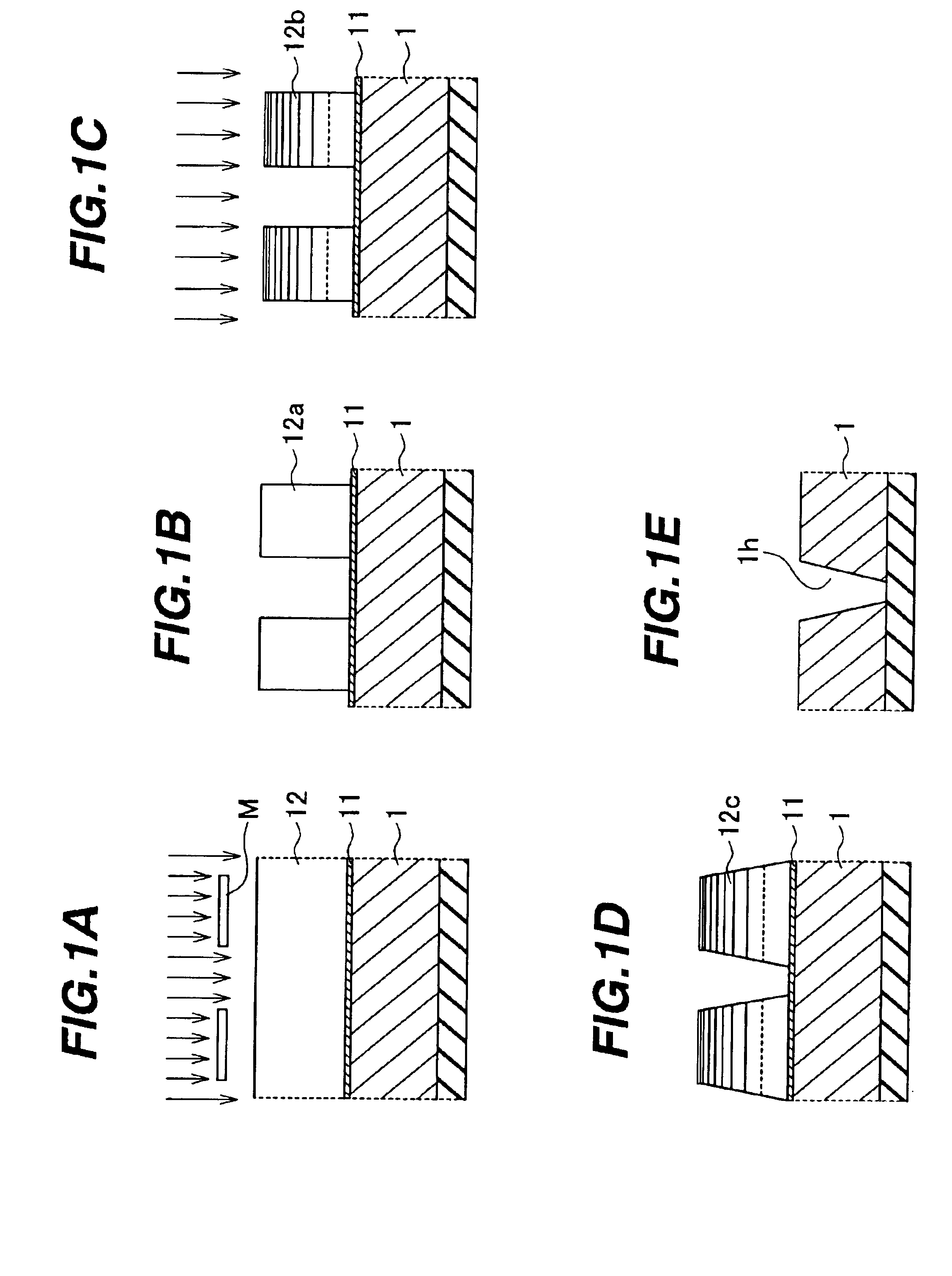 Method of forming a resist pattern and fabricating tapered features