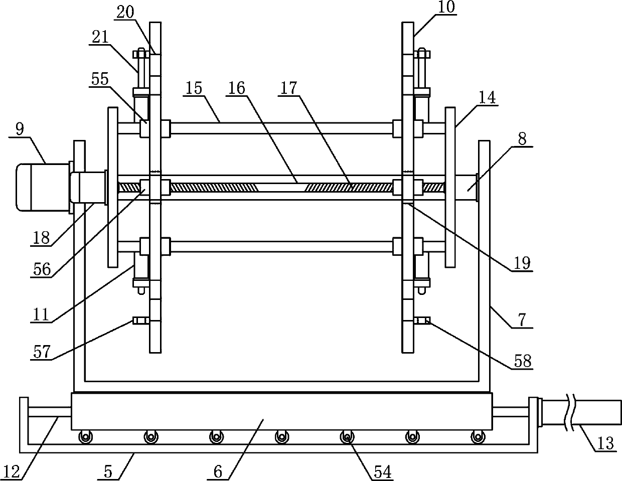 Automatic film roll changing and conveying device