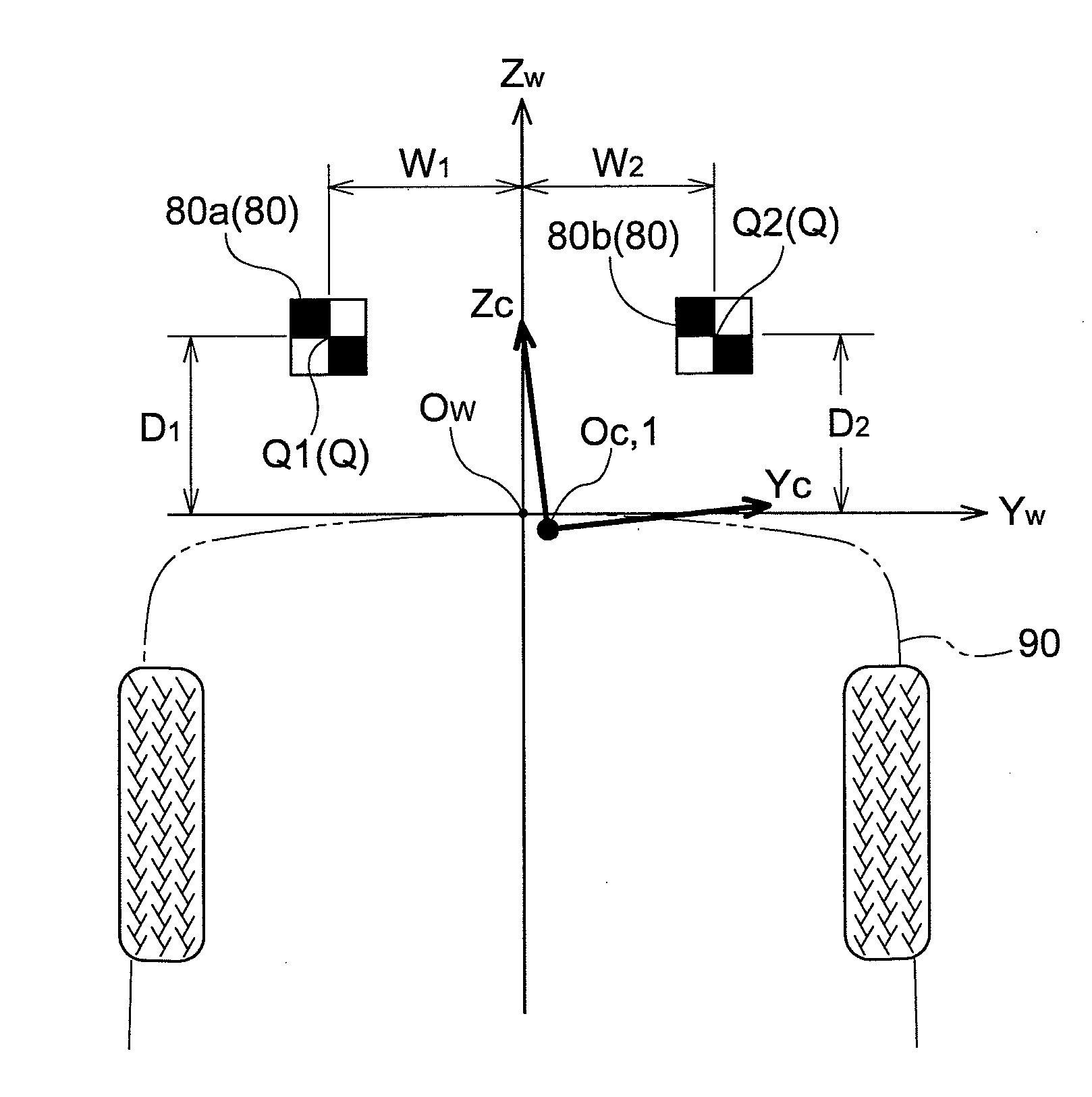 Calibration device, method, and program for on-board camera