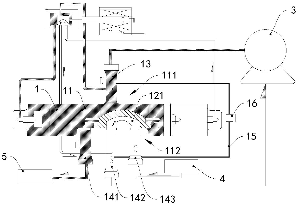 Four-way valve, four-way valve assembly, air conditioner and working method thereof