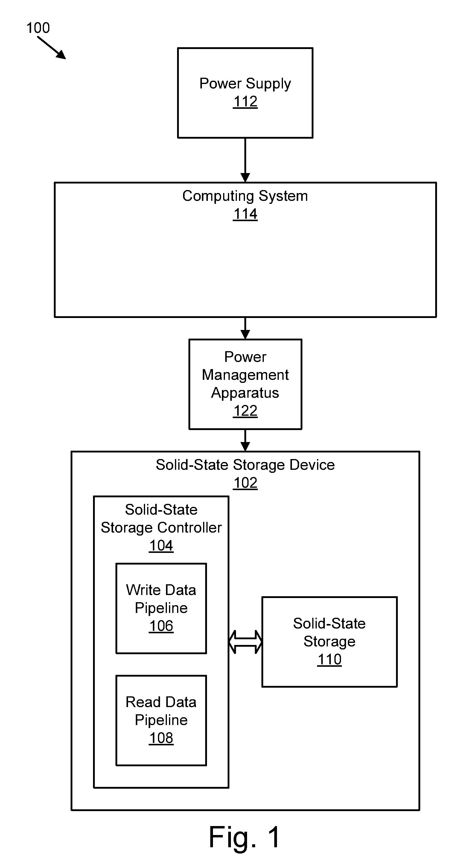 Apparatus, system, and method for power reduction in a storage device