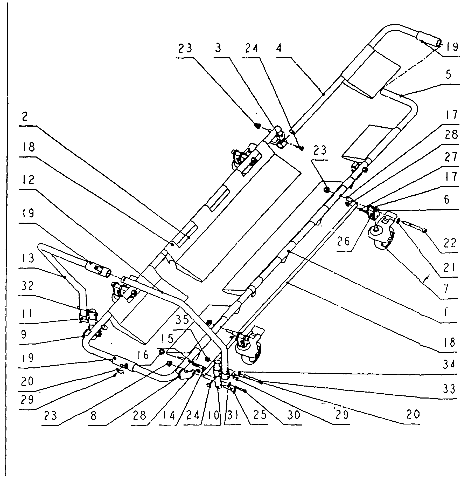 Individual first-aid stretcher structure and device