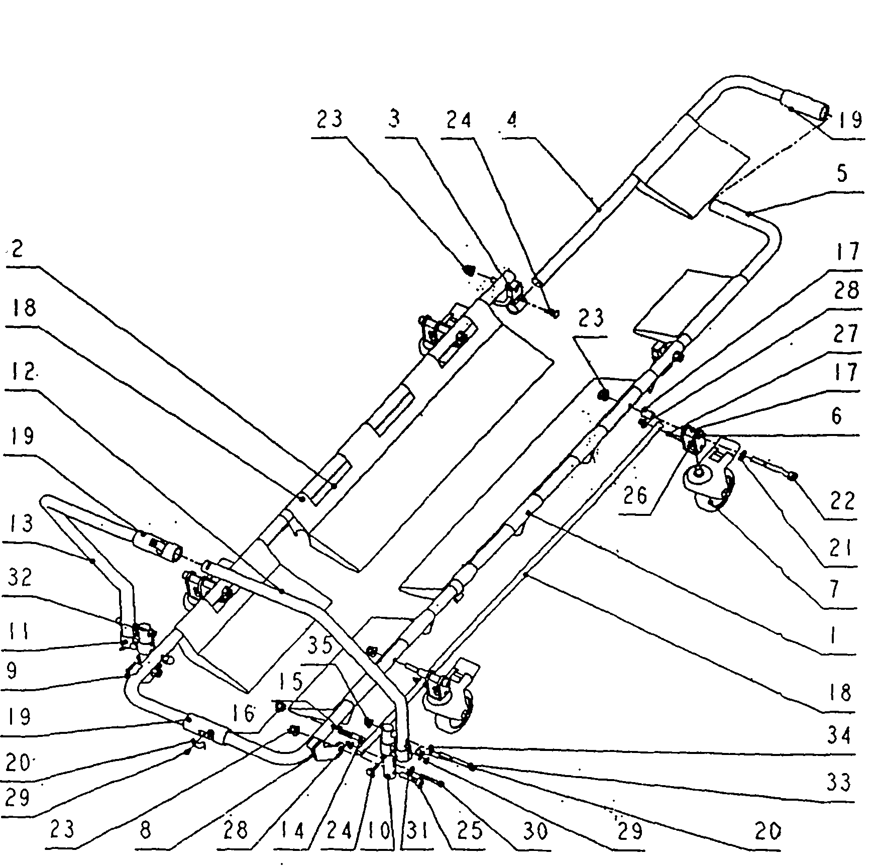 Individual first-aid stretcher structure and device