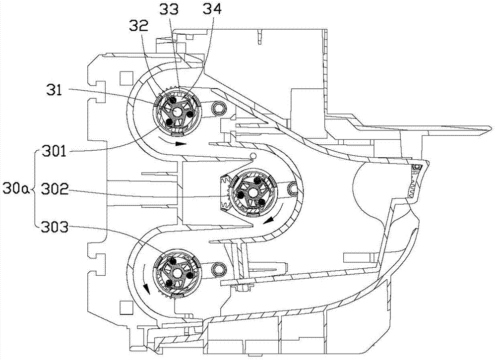 Printer and paper turning mechanism for same