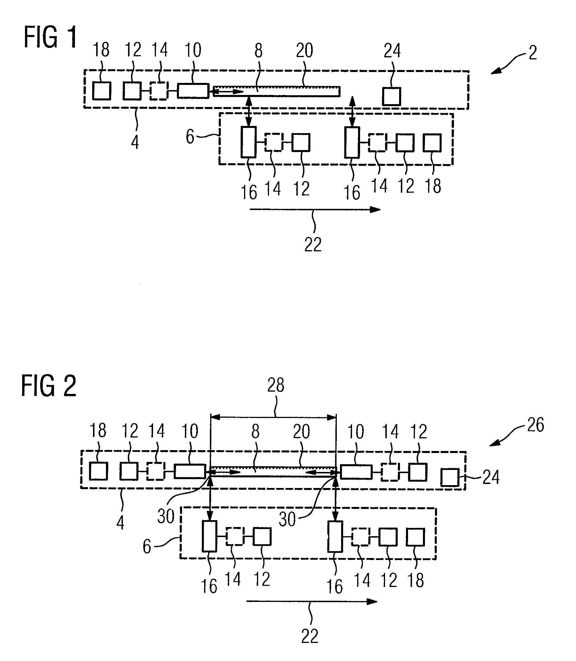 Apparatus for transmitting data between two systems which move relative to one another