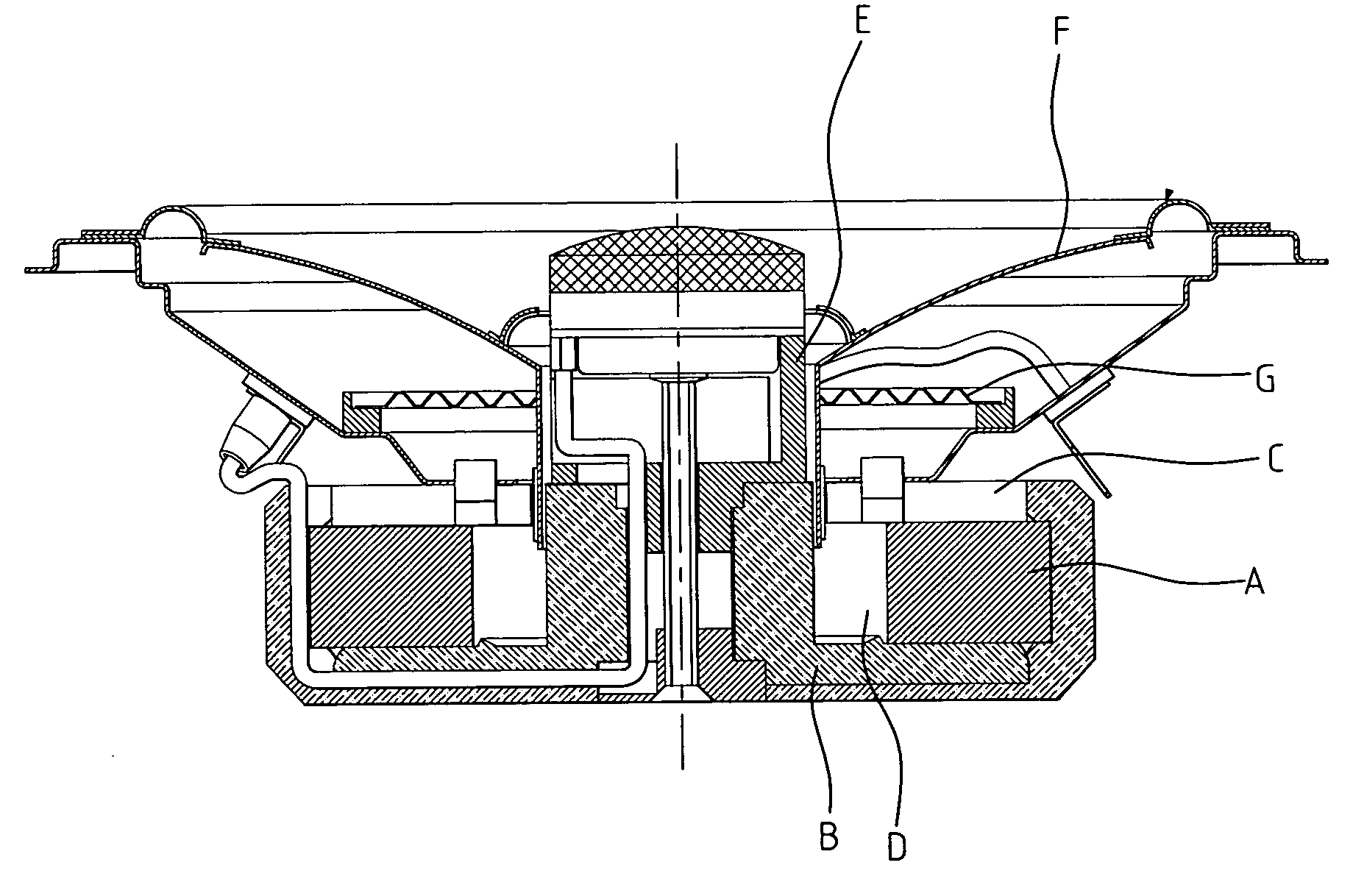 Angled cone of loudspeaker