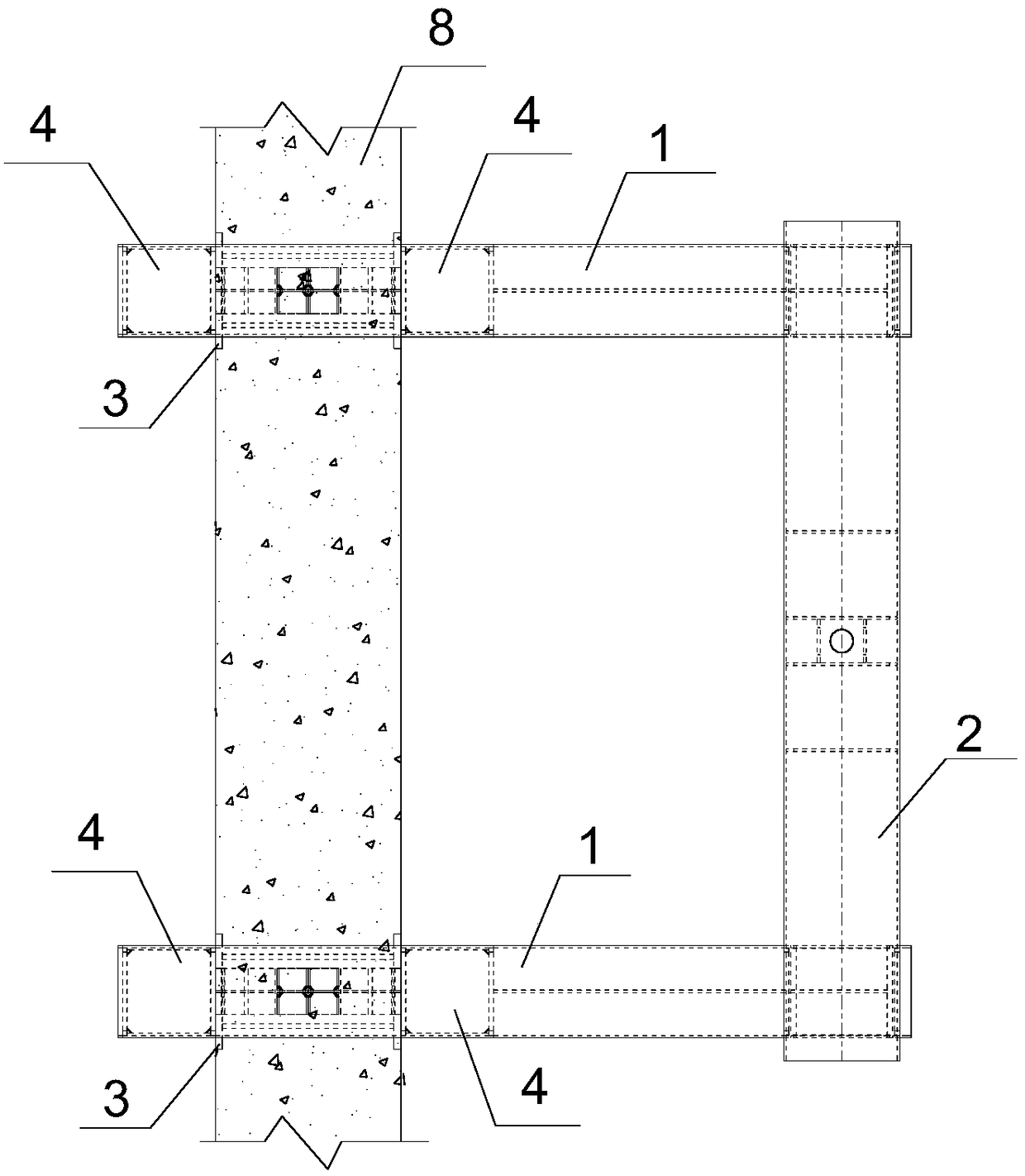 Laterally-mounted parallely-row carrying pole type lifting frame based on concrete independent beam
