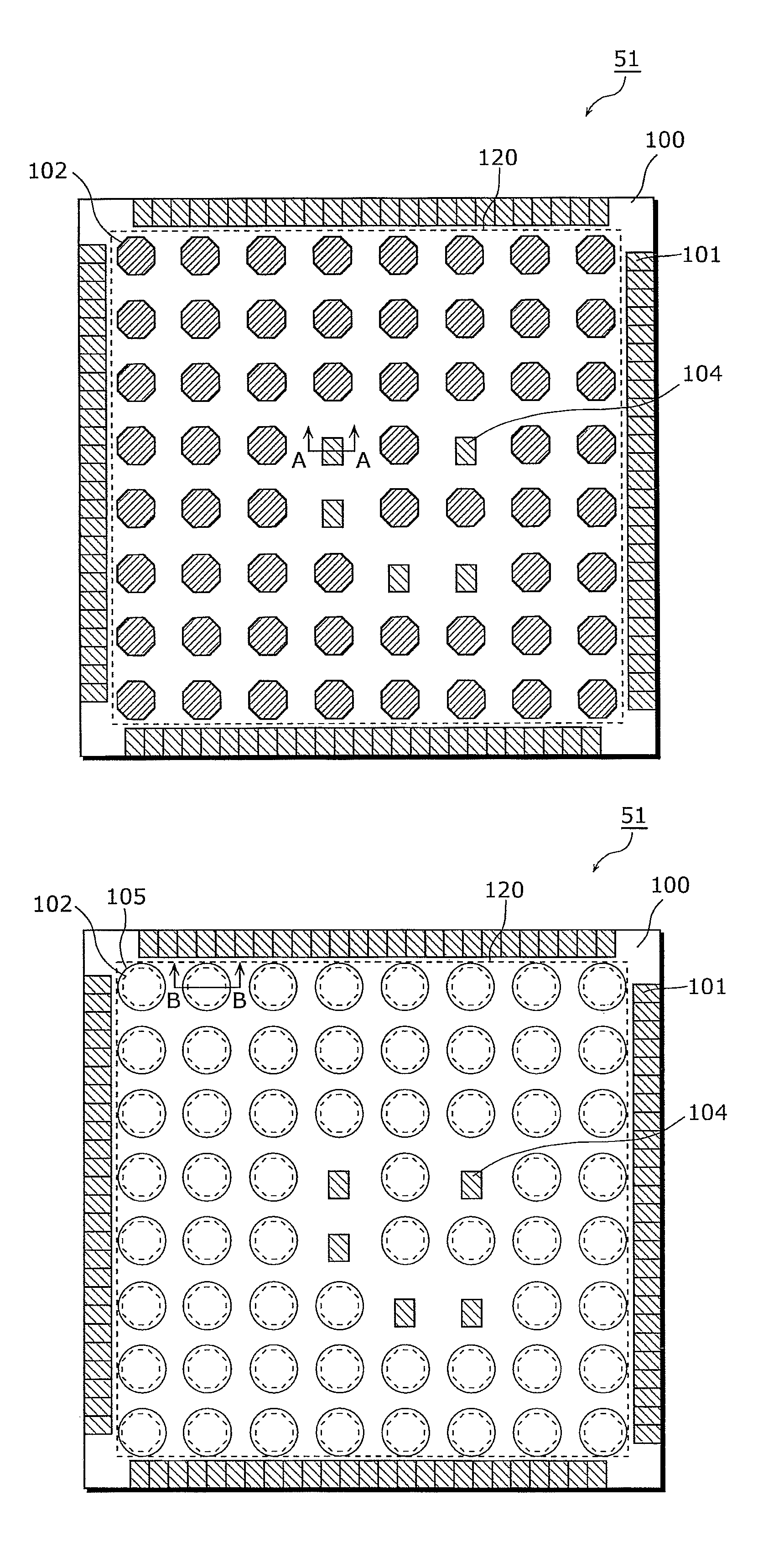Semiconductor device including external connection pads and test pads