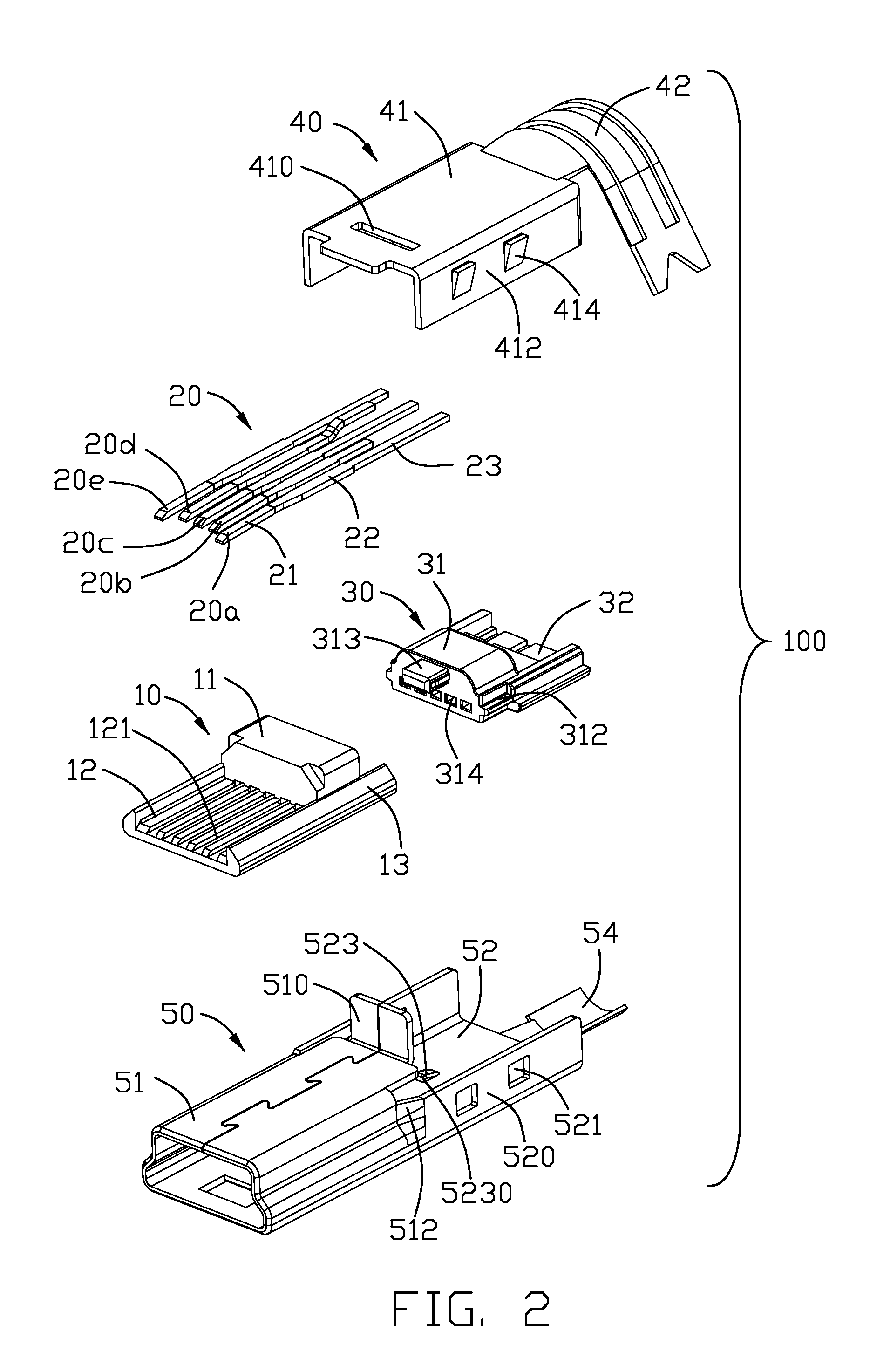 Electrical connector with two-piece configured housing