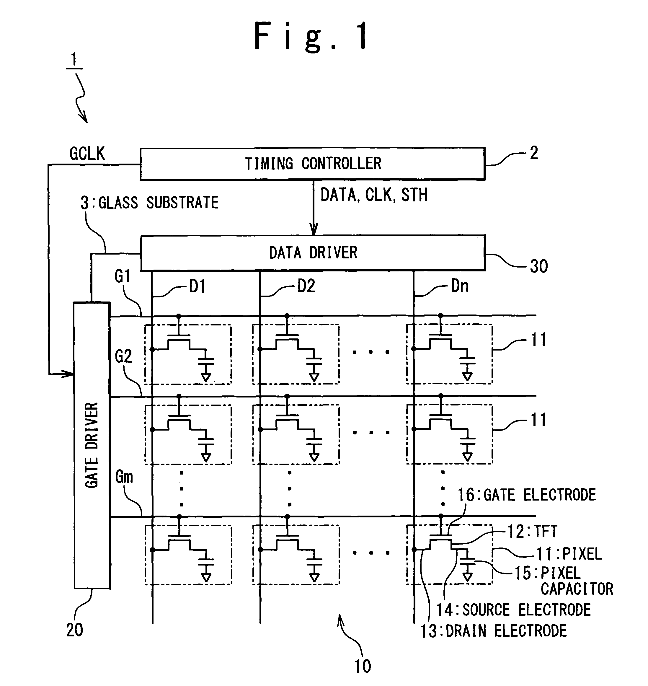Data driver for display device, test method and probe card for data driver