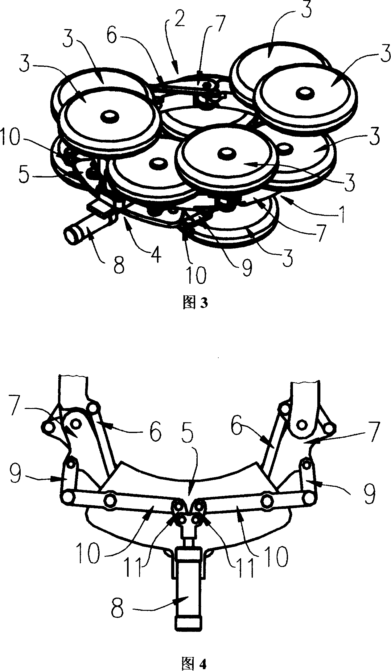 Radius variable cleaning paw