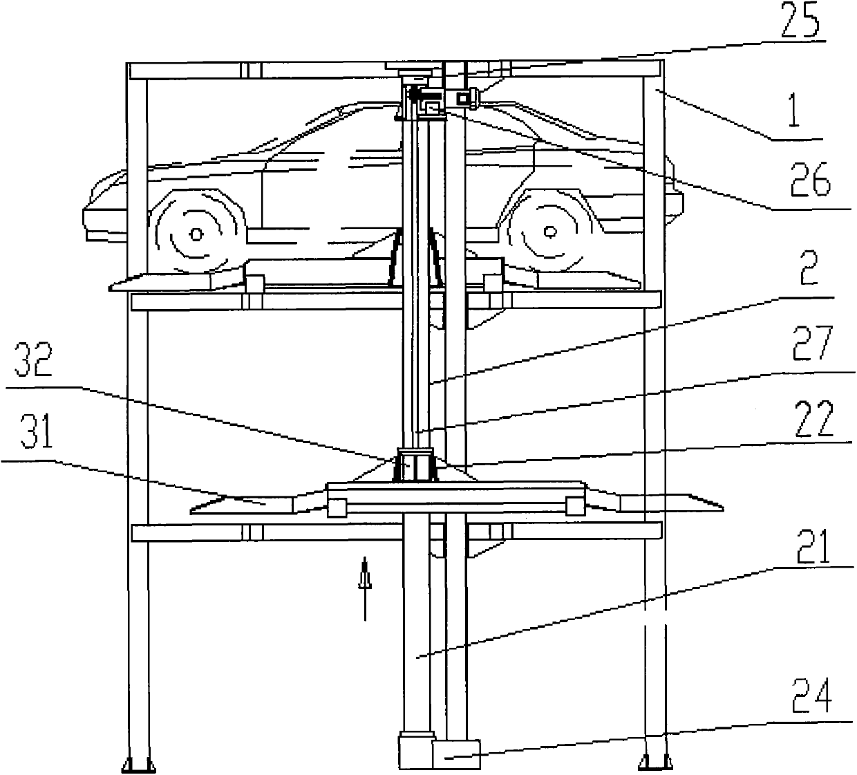 Rotary lifting-type three-dimensional garage, vehicle carrying plate docking and lifting device and vehicle parking and getting method