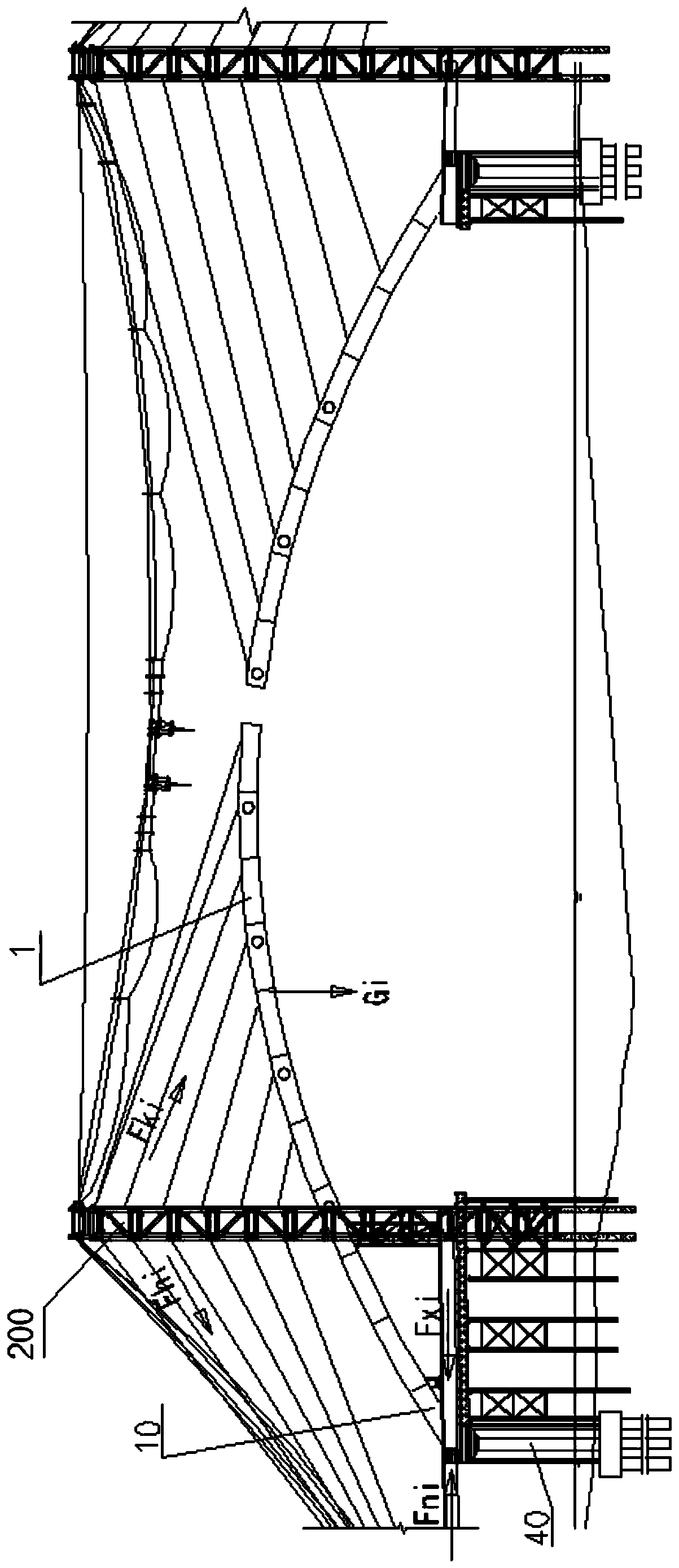 Temporary device for maintaining mechanical equilibrium under first-arch and second-girder bridge construction process