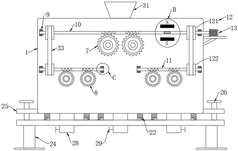 Roadbed crushing device for road and bridge construction