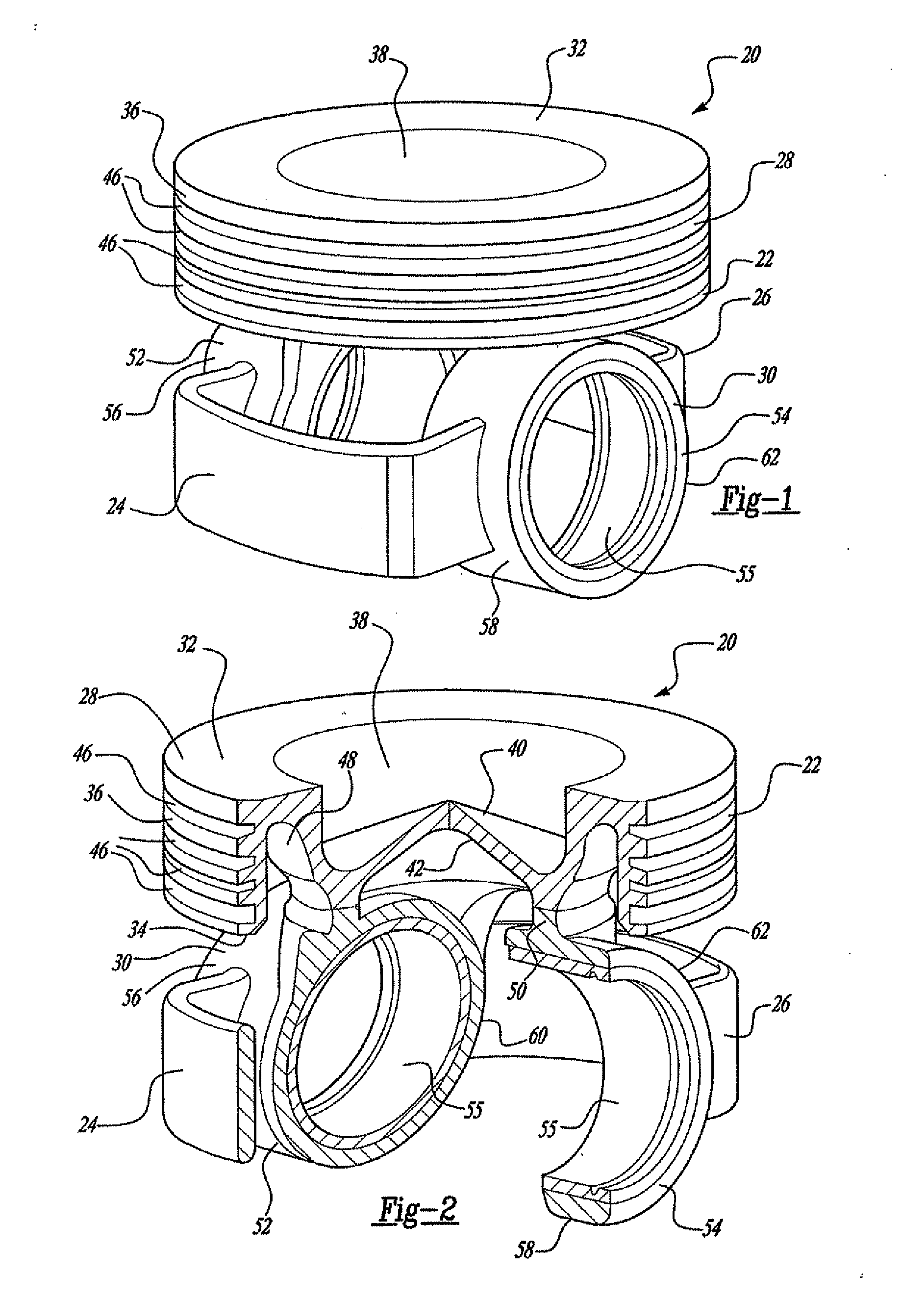 Load-optimized interior of a piston