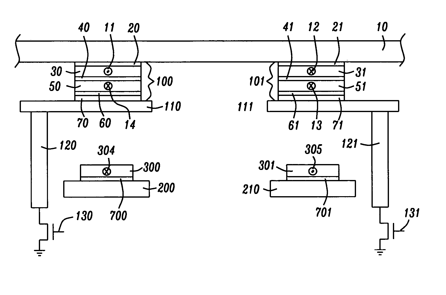 MRAM with split read-write cell structures