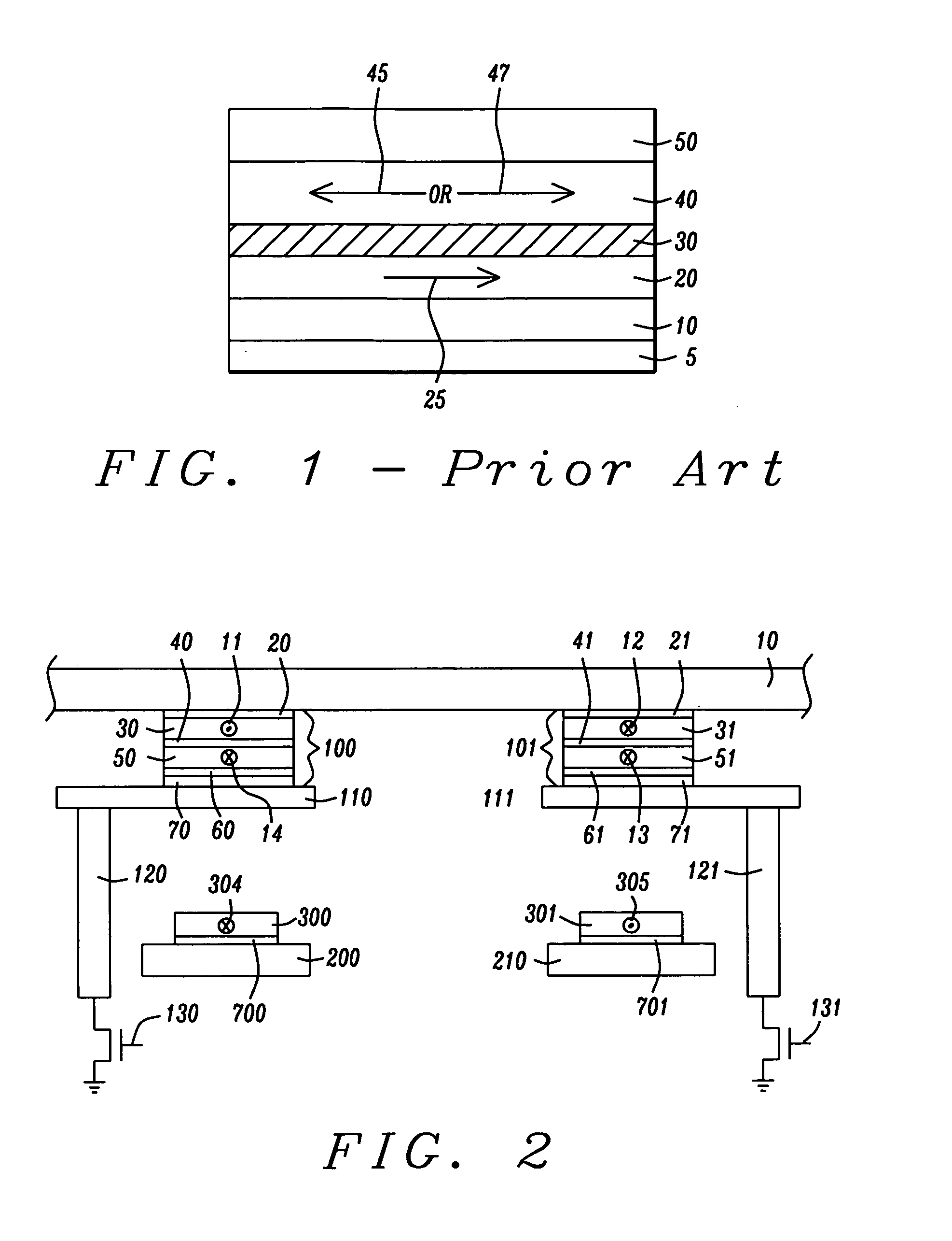 MRAM with split read-write cell structures