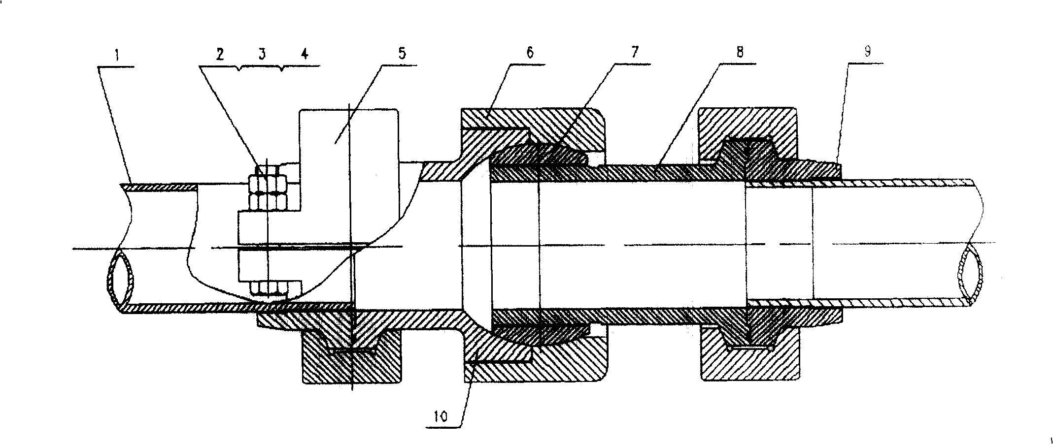 Ball socket joint used in deep sea resource exploiting system mine throwing subsystem