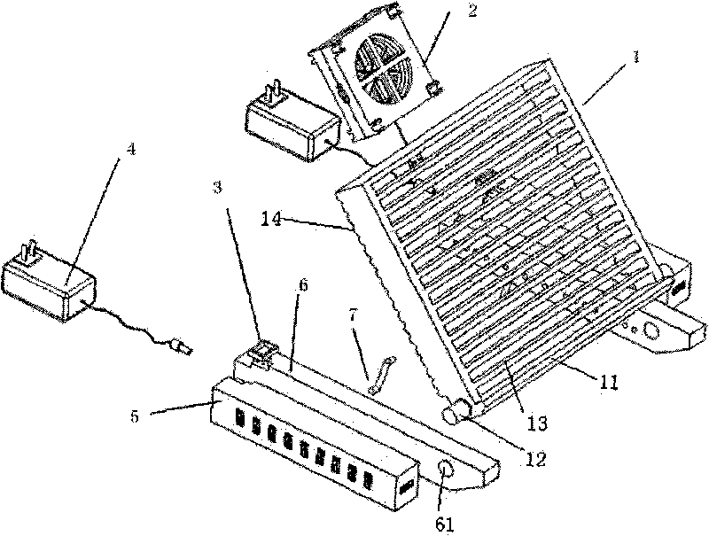 Building-block multifunctional heat dissipation base of notebook computer