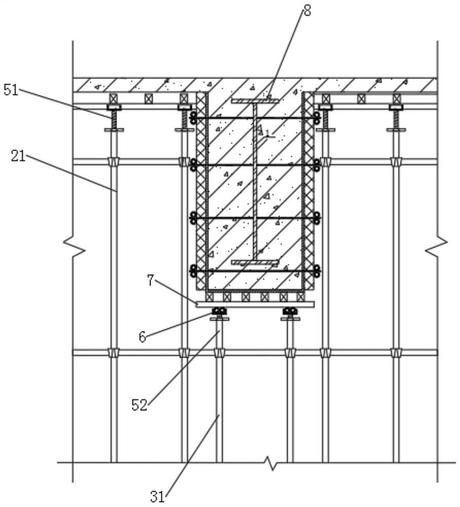 Dual-purpose large-span stiff beam construction structure and construction method thereof