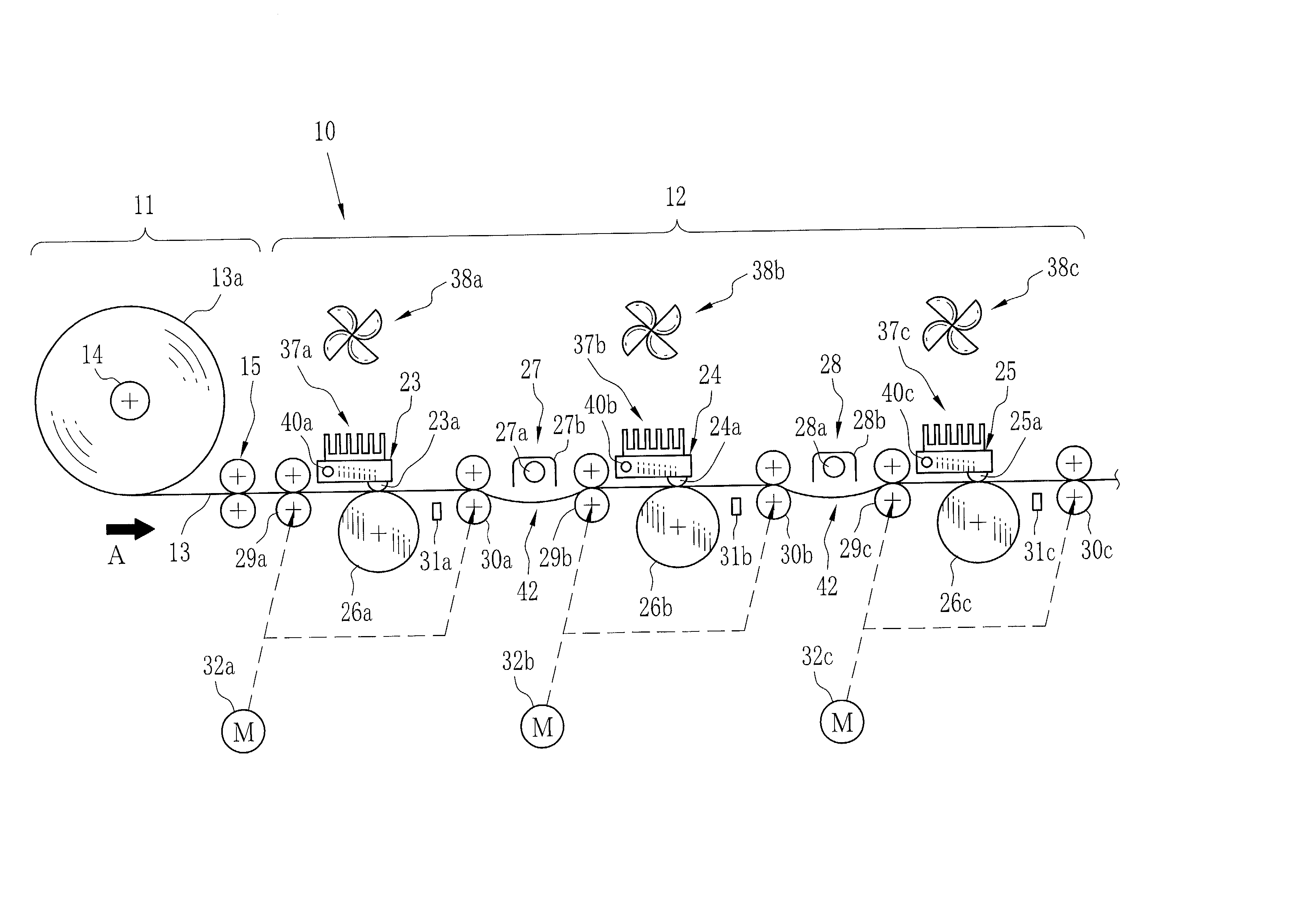 Three-heads one-pass type thermal printer