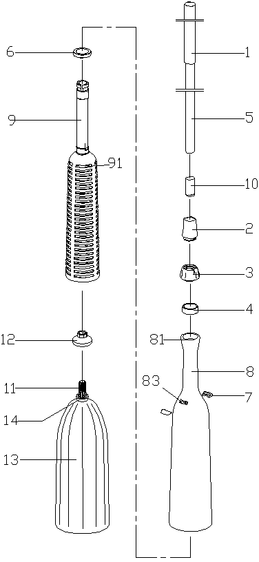 Rotating type mop capable of being spun-dried to remove water