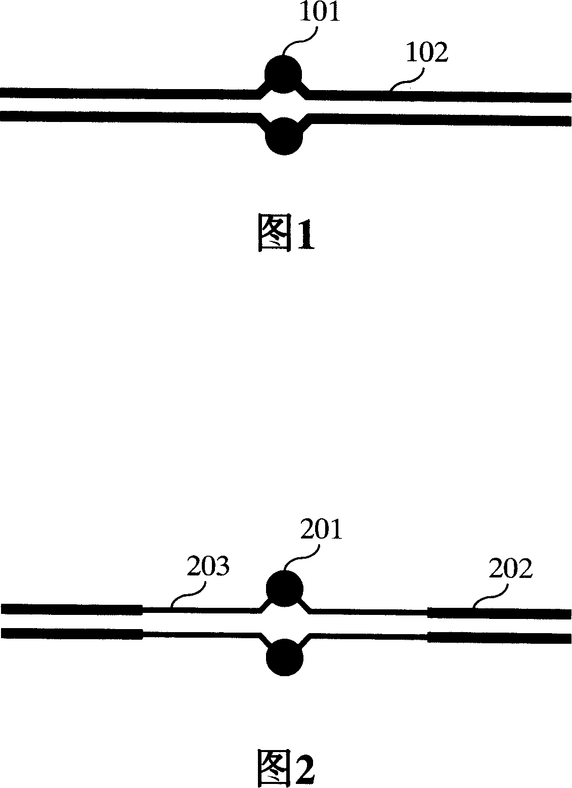 Transmission line used for internal circuit test point