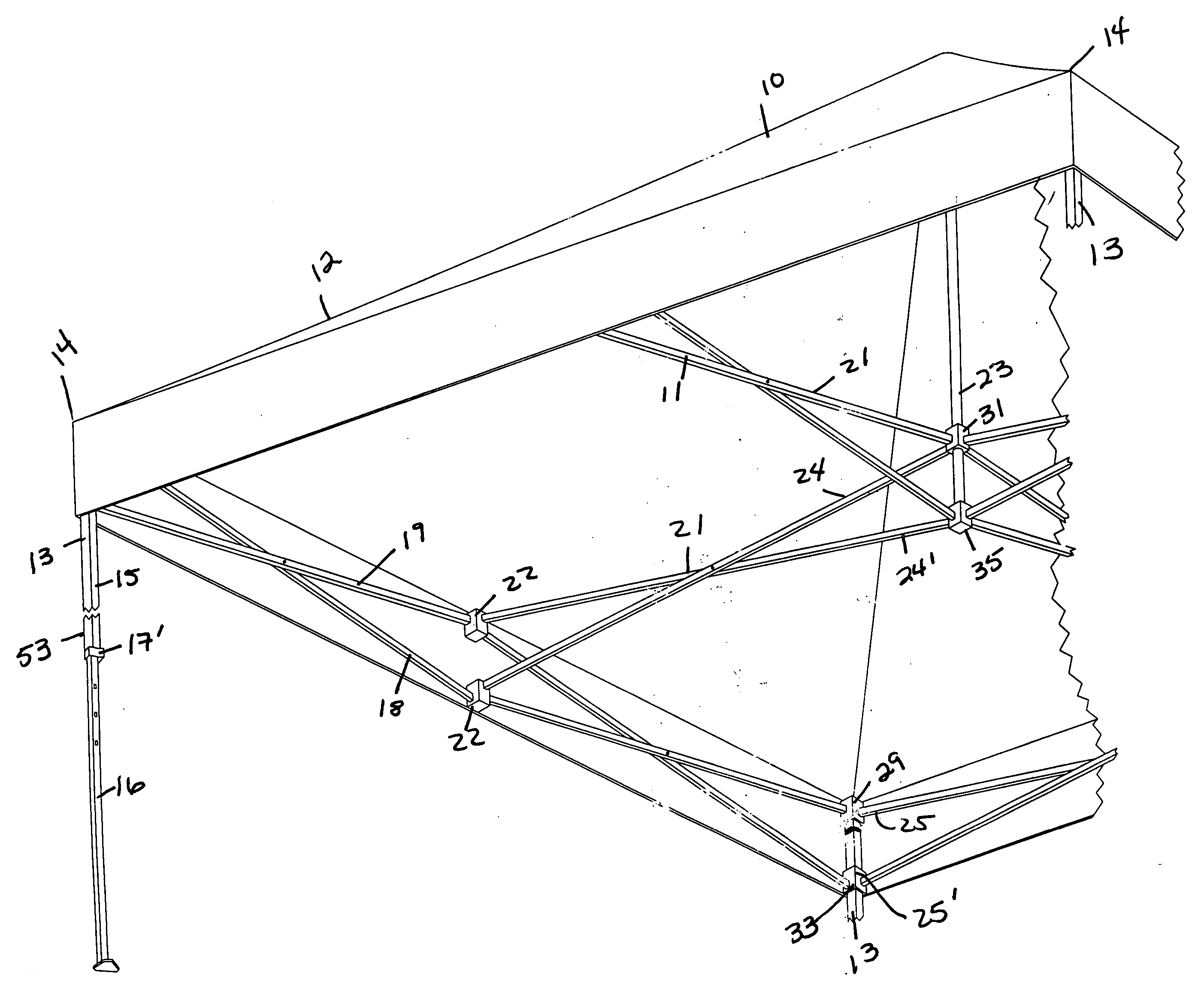 Corner molding and stop assembly for collapsible shelter