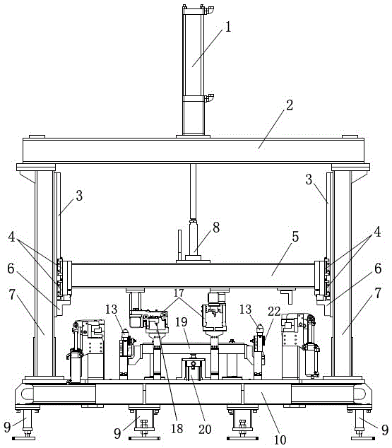 Fixture for welding the front floor of the car and the front seat mounting beam