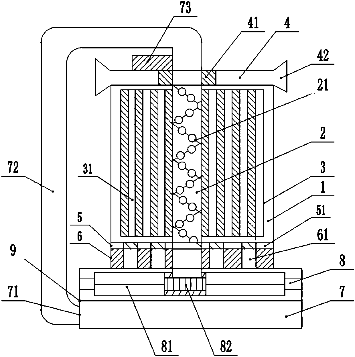 Dust removing and cooling device of high-temperature flue gas