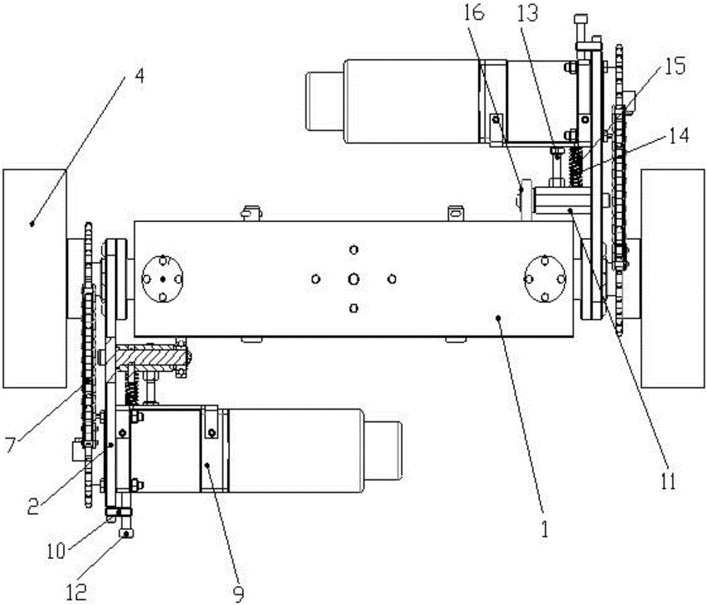 Adjusting mechanism of driving mechanism of AGV trolley