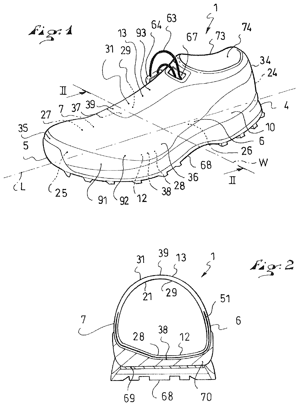 Footwear item having a simplified structure