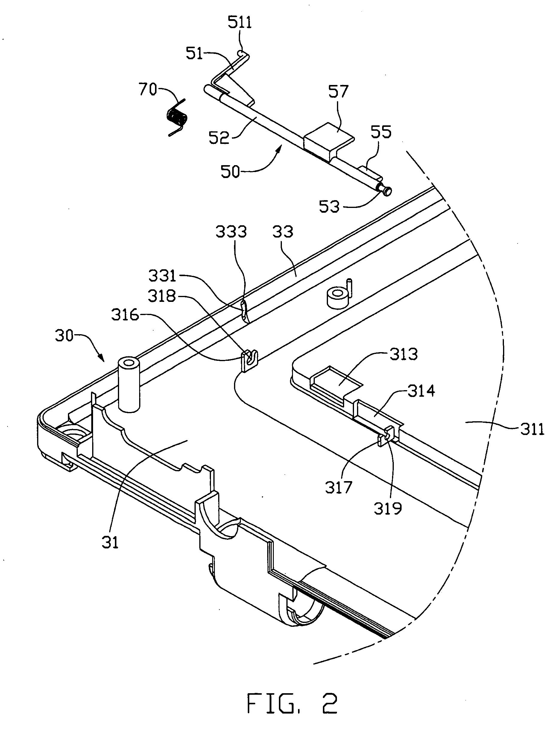 Securing assembly for keyboard of portable computer