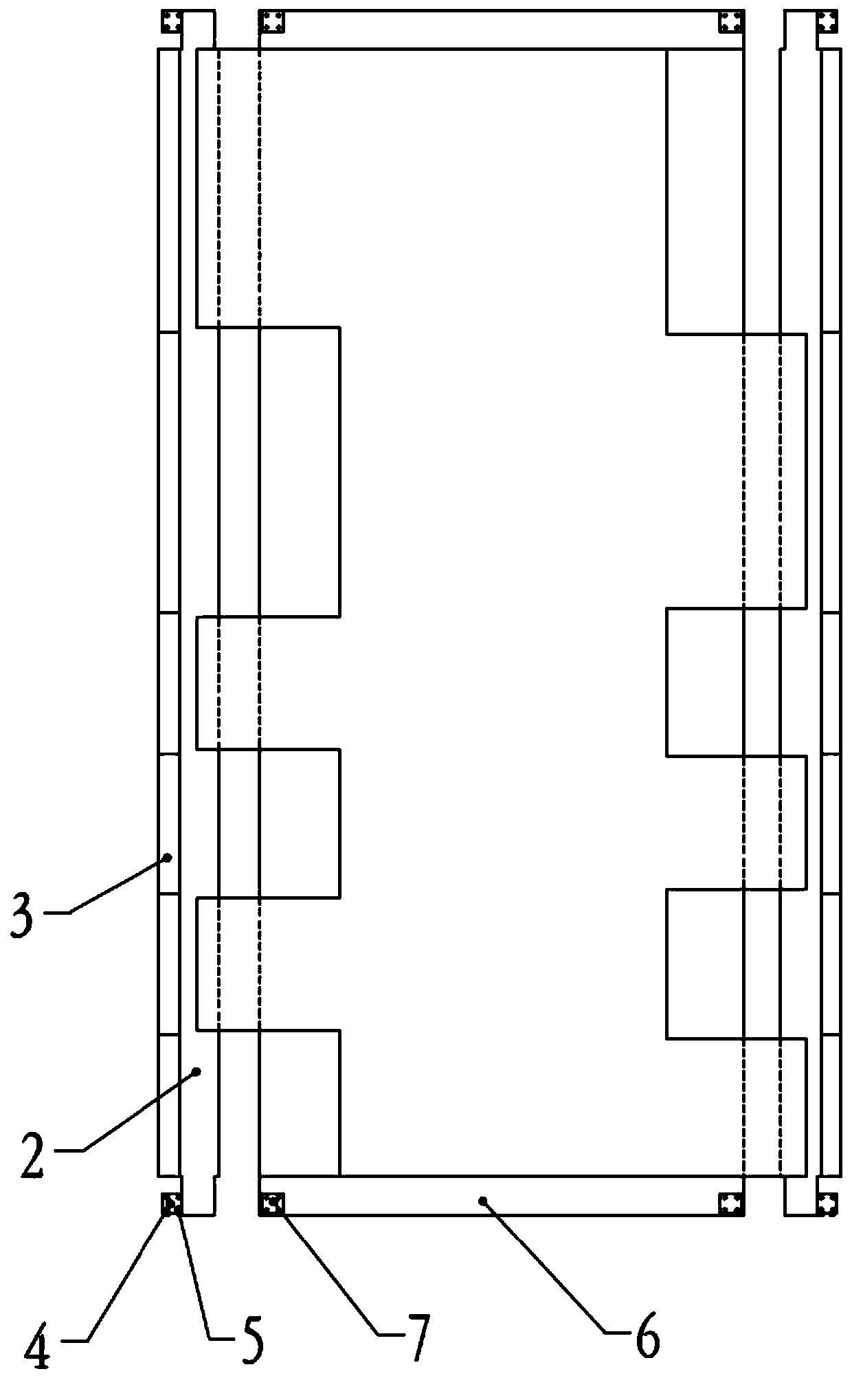 Measuring device and method for structural clearance of non-visible parts of stitching antenna