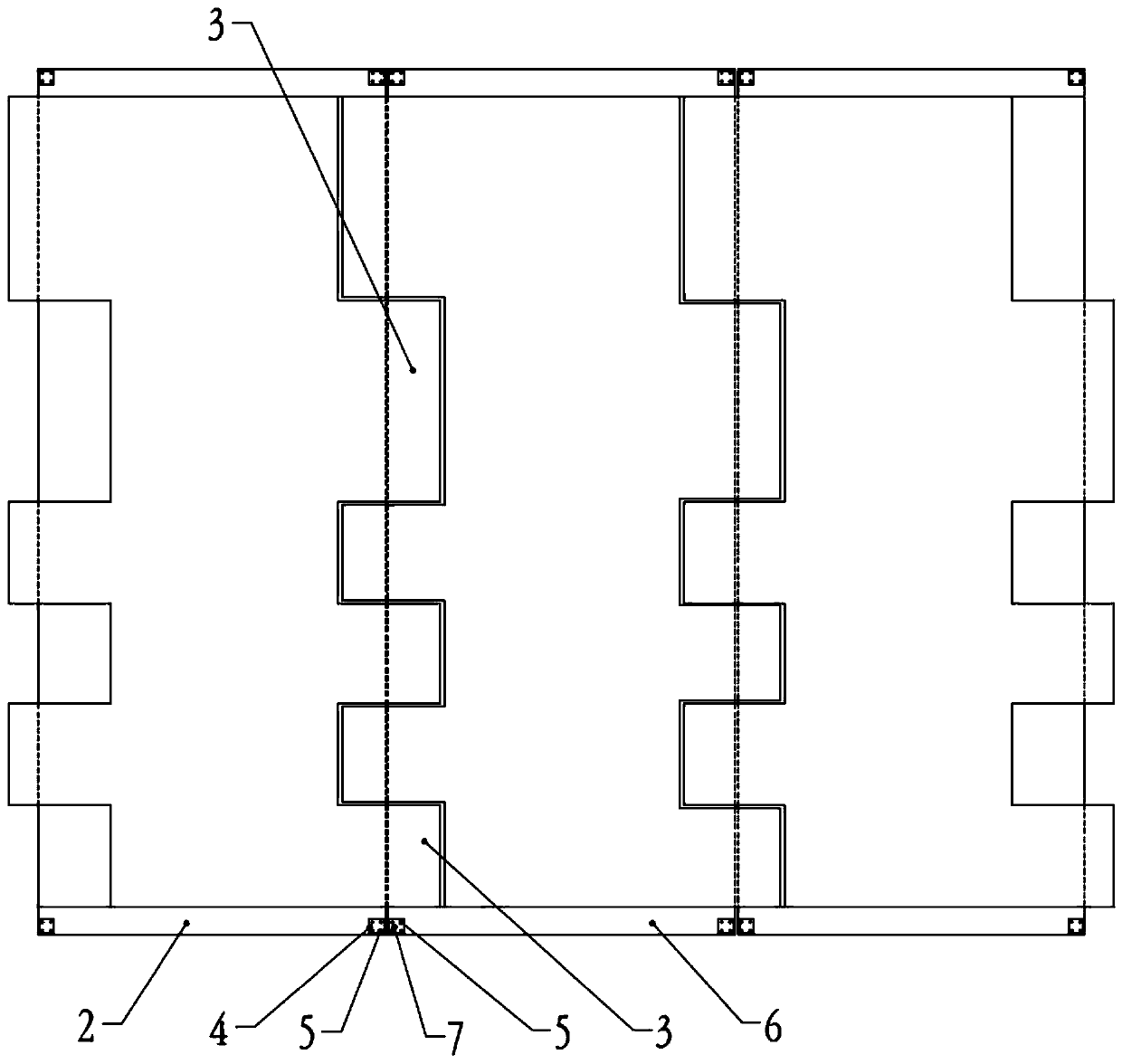 Measuring device and method for structural clearance of non-visible parts of stitching antenna