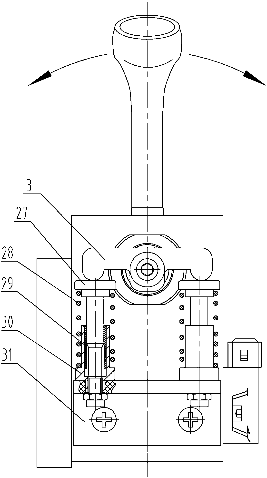 Electric control pneumatic gear shifting handle mechanism and speed change system as well as vehicle using such mechanism