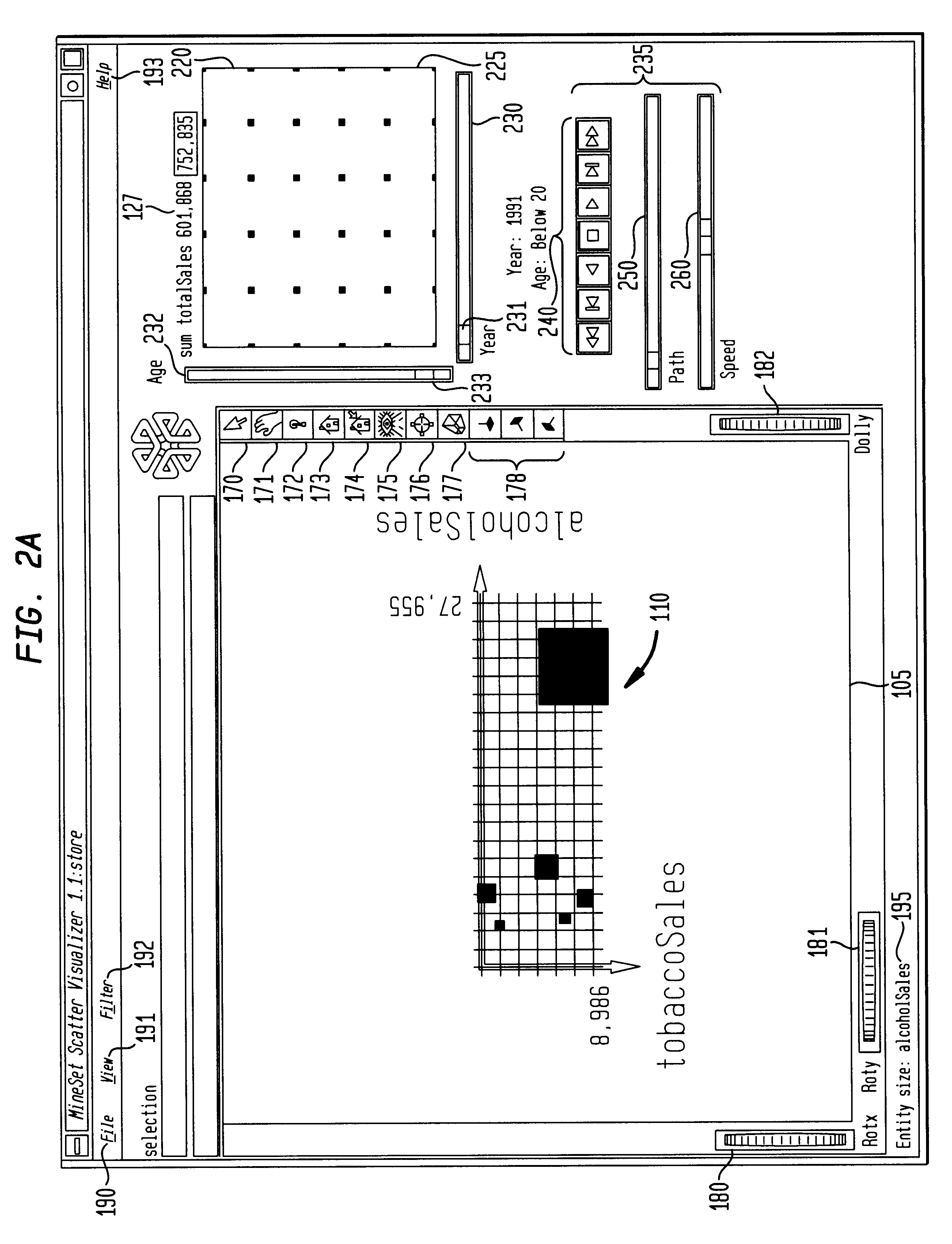 Computer-related method, system, and program product for controlling data visualization in external dimension(s)