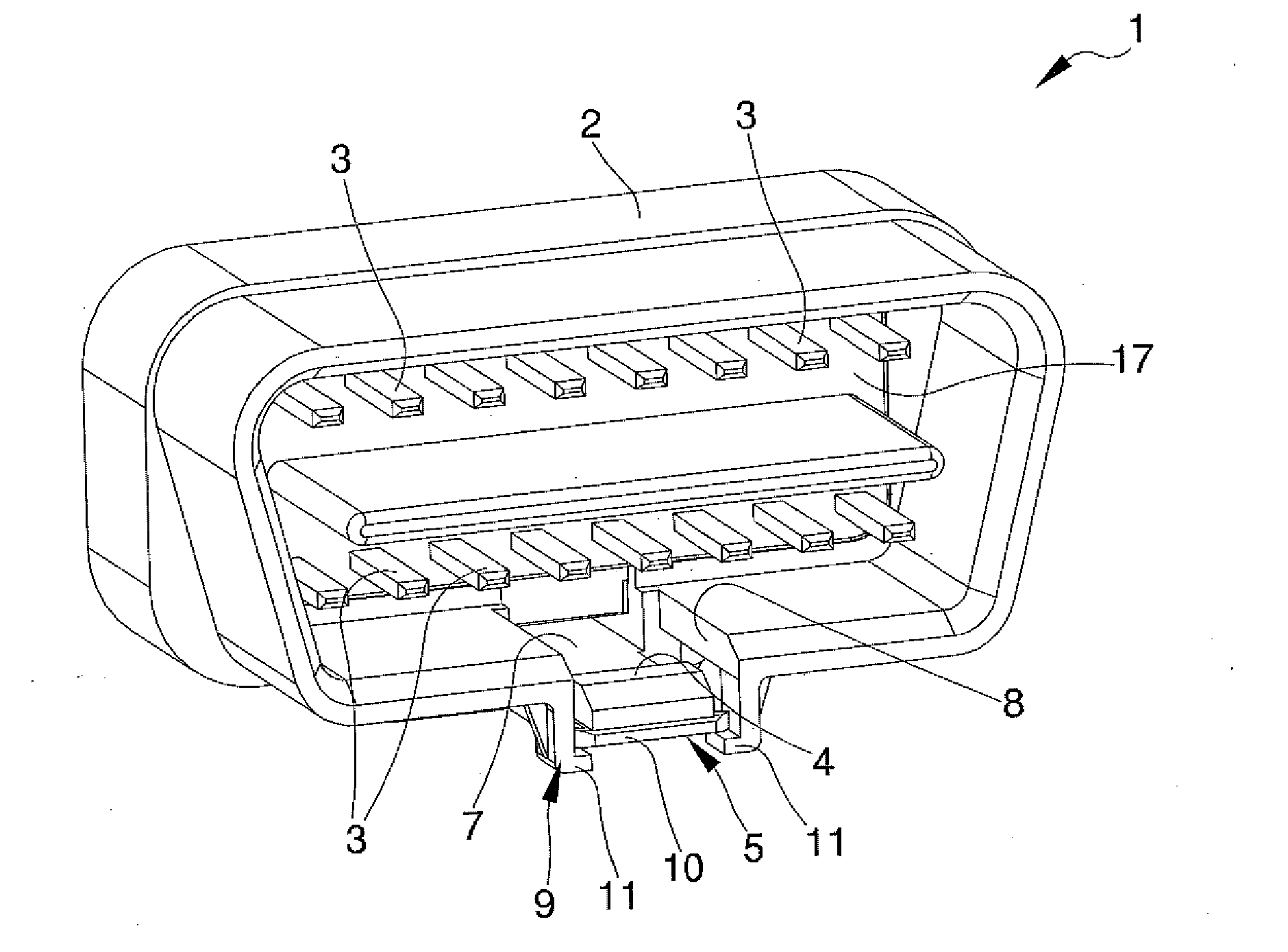 Connector for the connection to the on-board diagnostics of a vehicle
