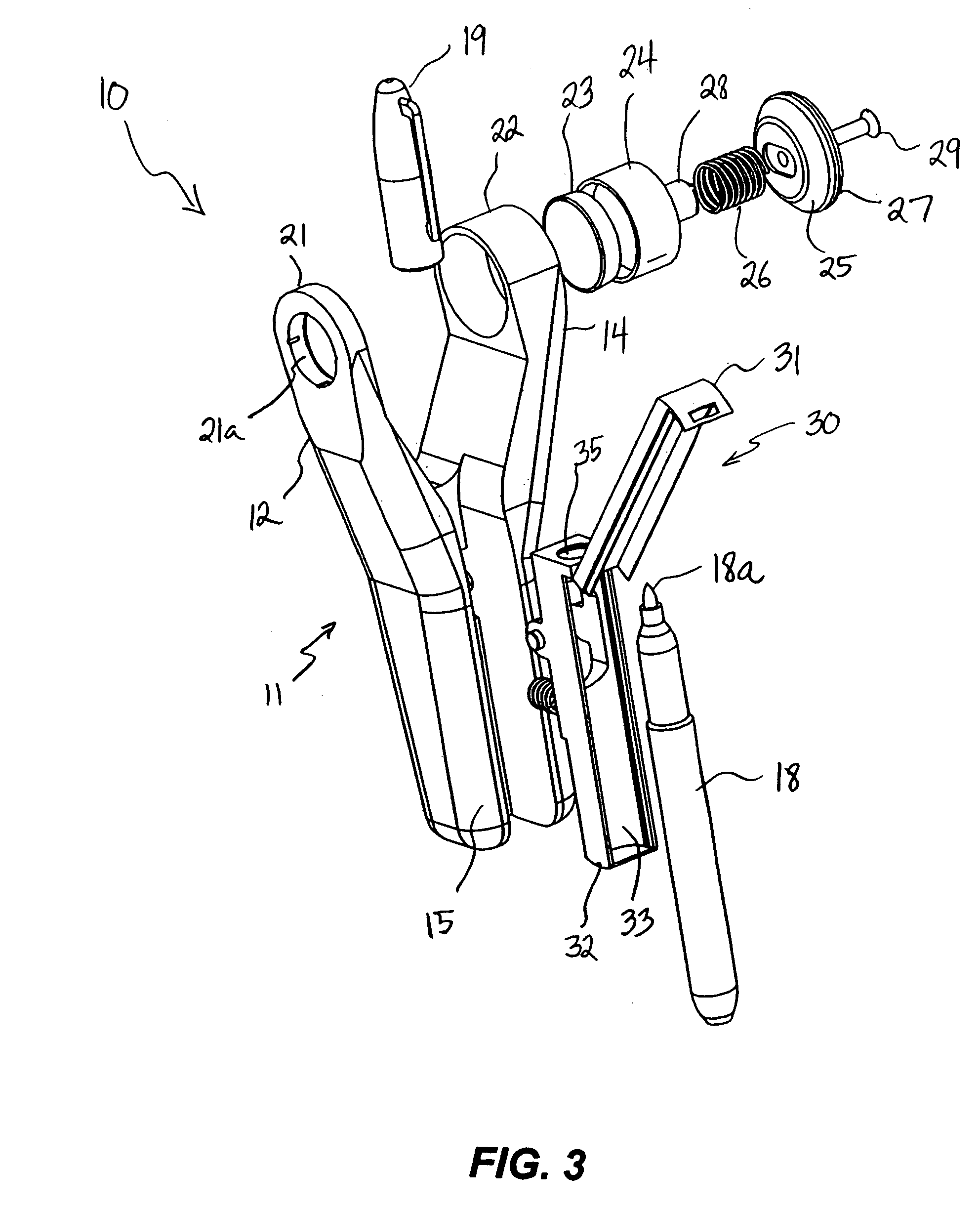 Hand-held device for marking a golf ball