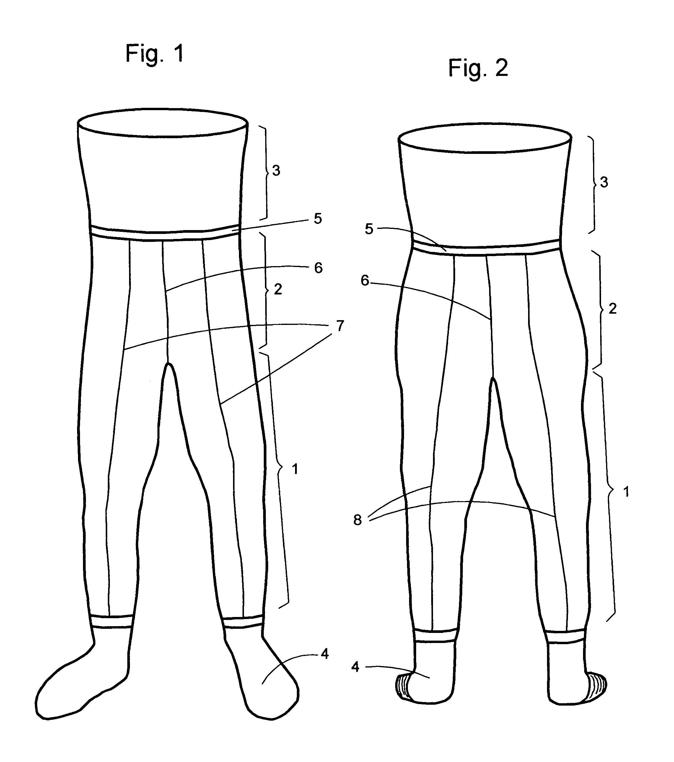 Pre-curved wader with front and back seams