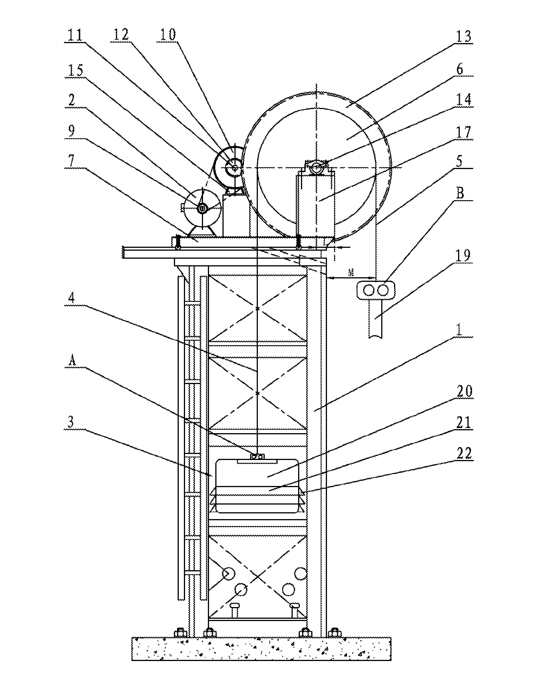 Tower frame combined transmitting pumping unit without guiding wheels