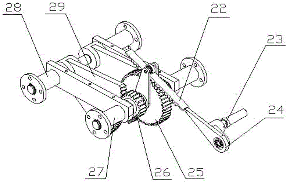 Load bearing jumping device of motorized gear shifting gear five-rod mechanism