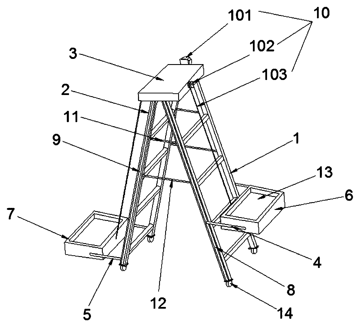Herringbone ladder for construction