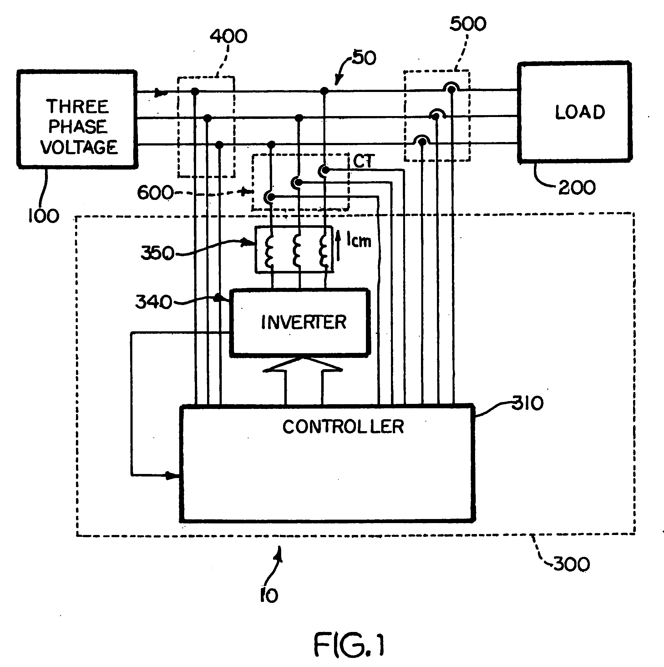 Active filter for multi-phase ac power system