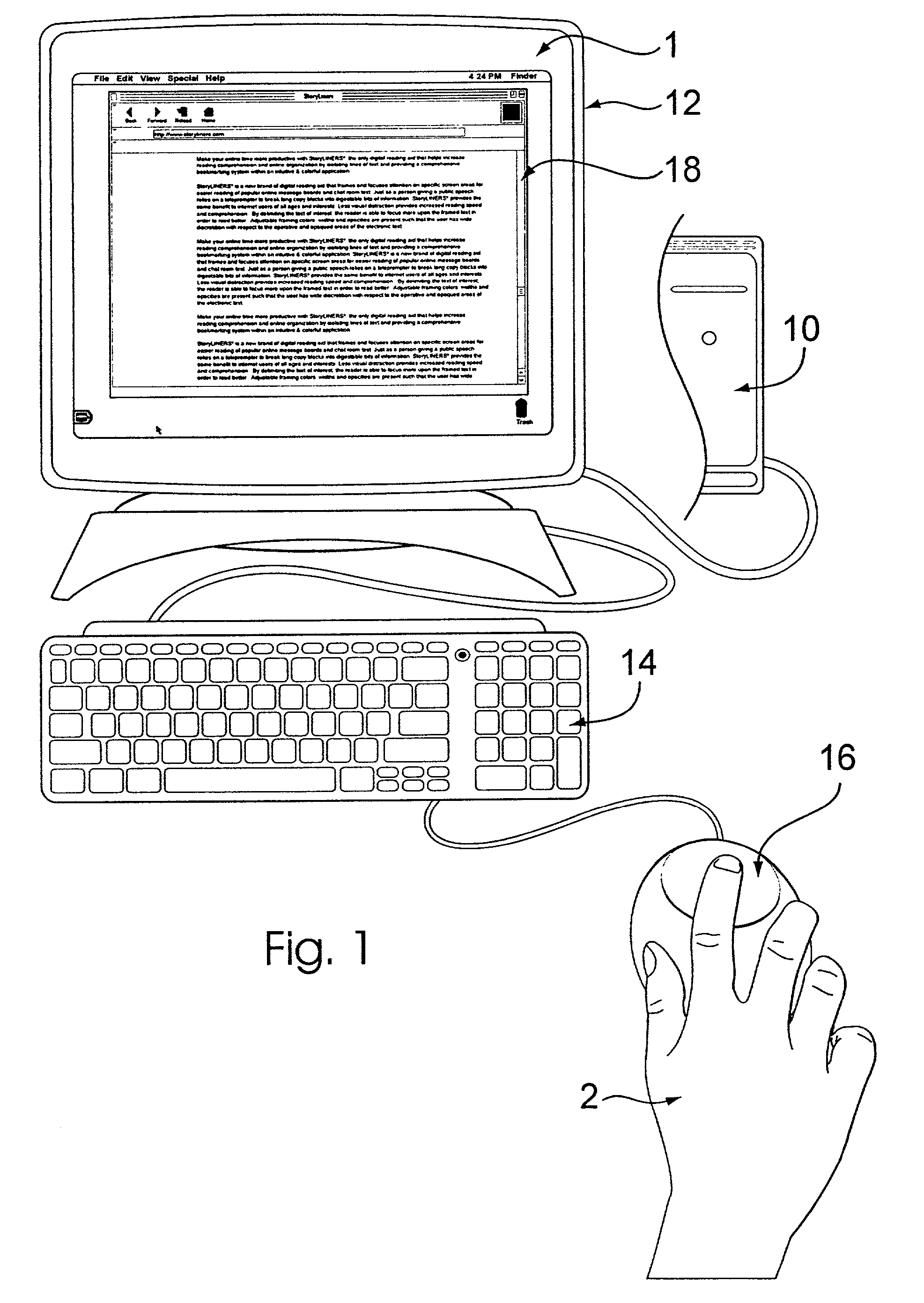 Reading aid for electronic text and displays