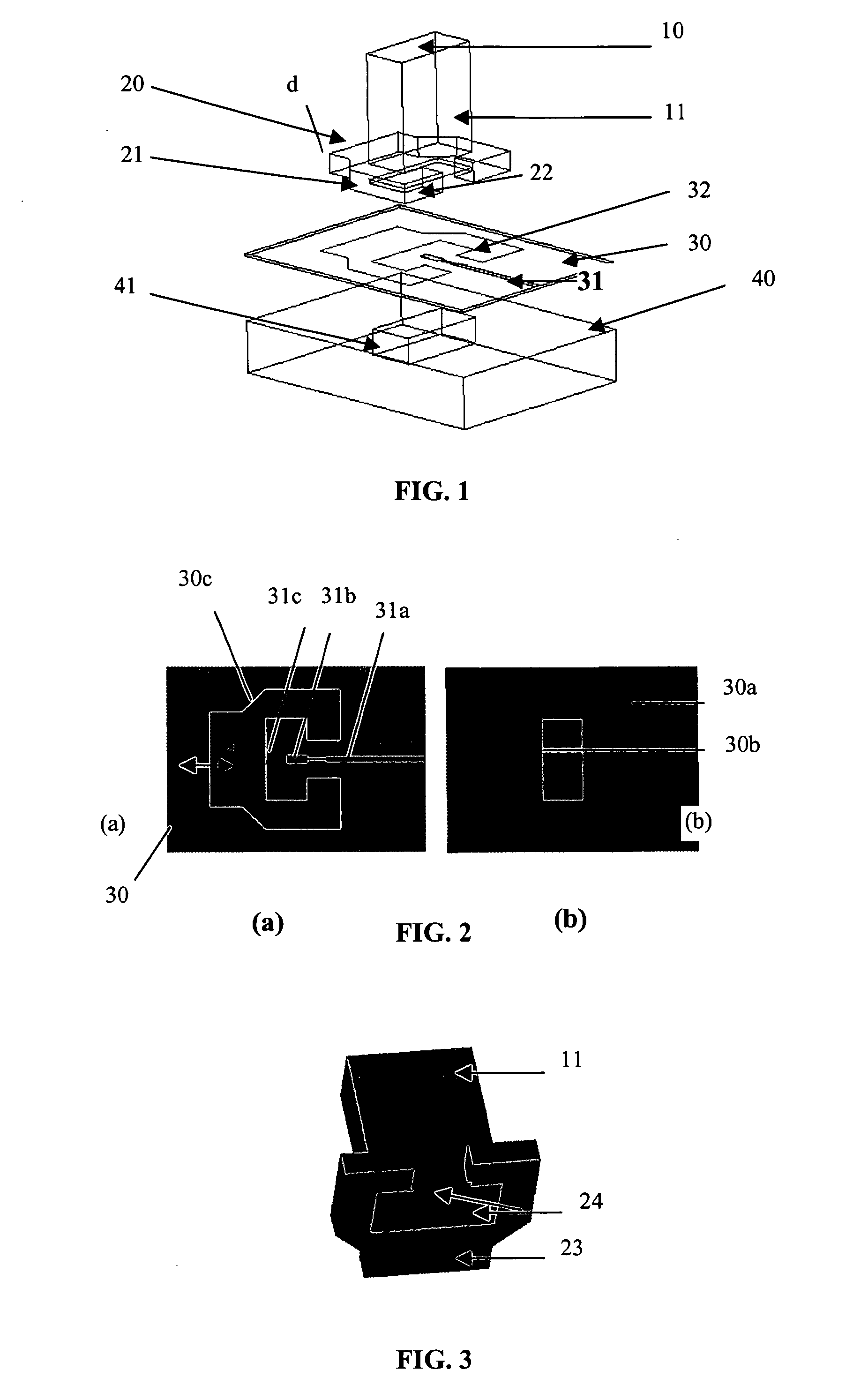 Contact-free element of transition between a waveguide and a microstrip line