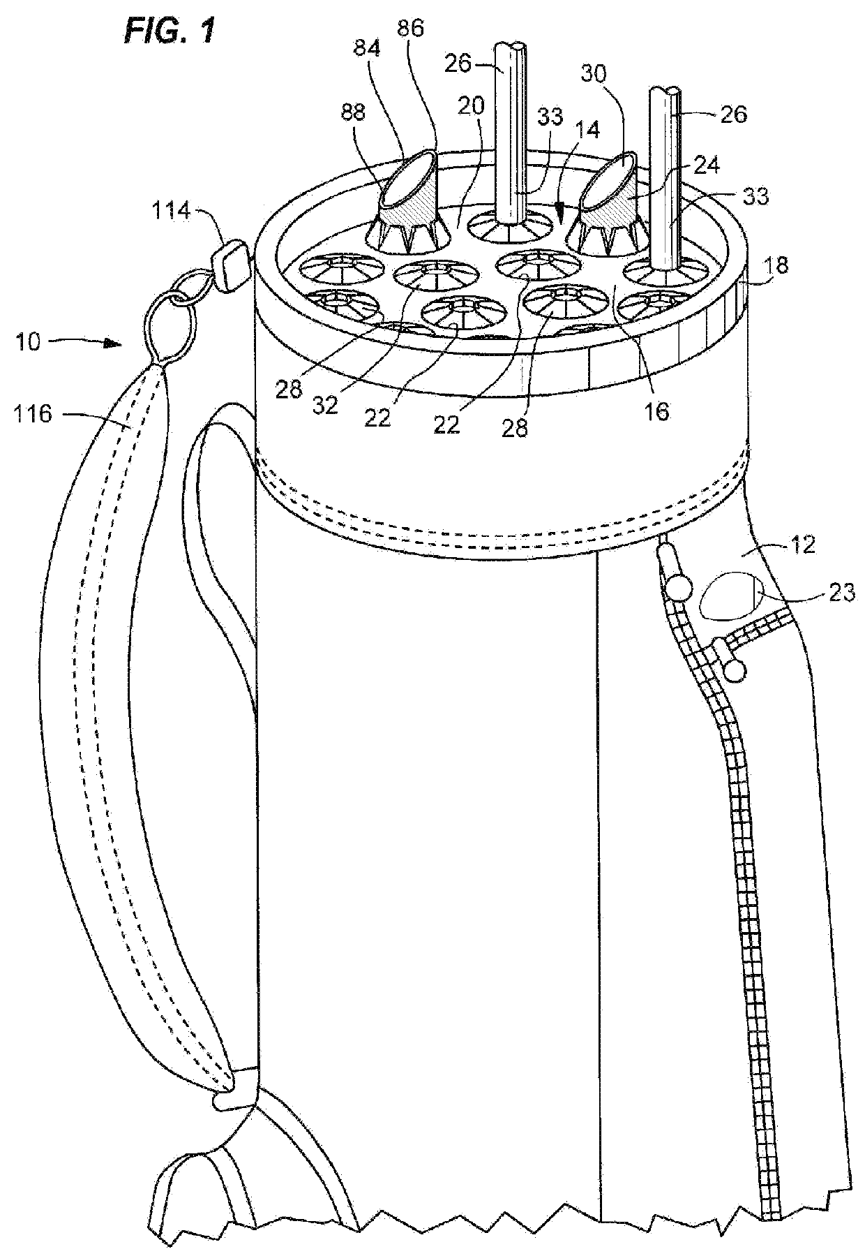 Locking golf bag