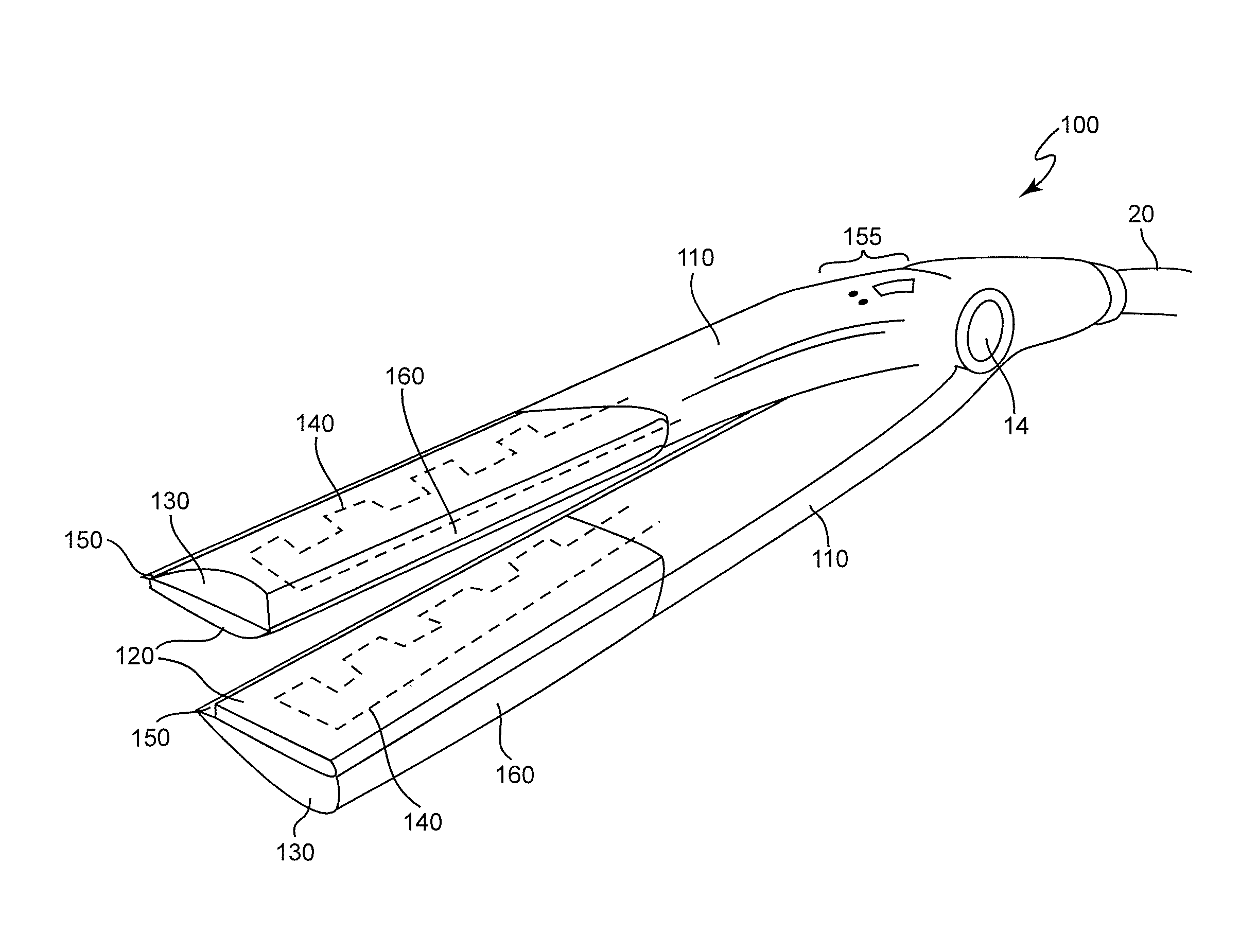 Hair treatment tool including flat iron