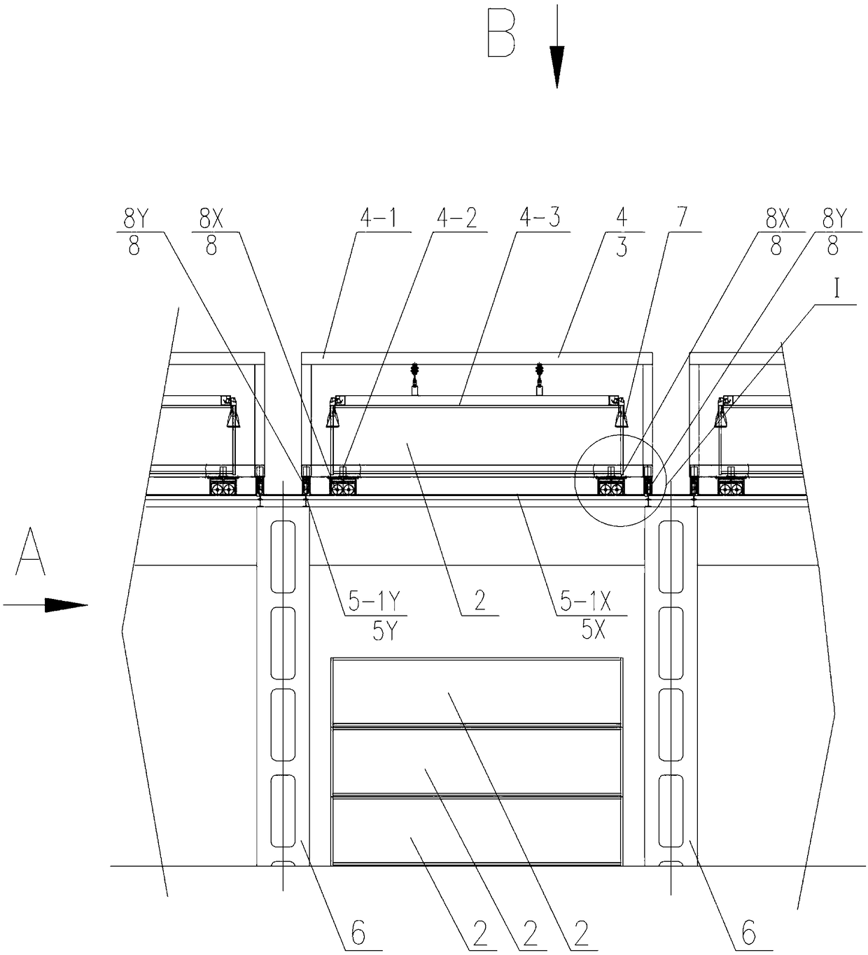 Railway container yard and conveying device thereof