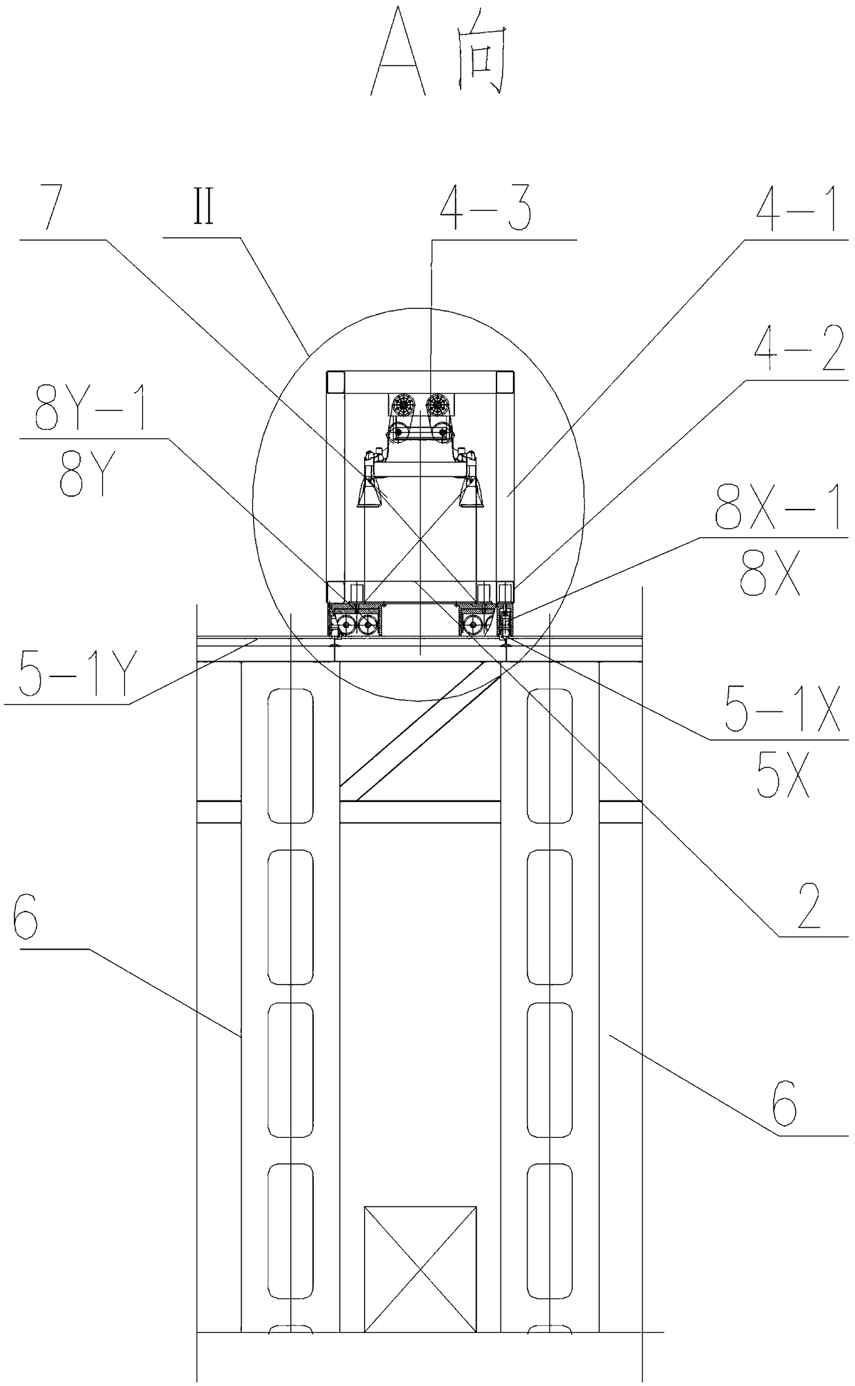 Railway container yard and conveying device thereof